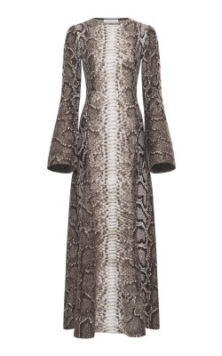 Aalia Knit Maxi Dress in Greyscale Cashmere Silk