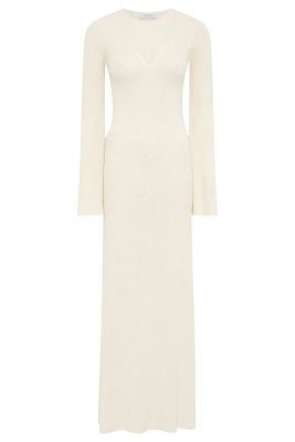 Arisen Knit Maxi Dress in Off White Mulberry Silk