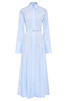 Carmina Maxi Shirtdress in Light Blue Sea Island Cotton