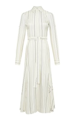 Galway Shirtdress in Ivory Multi Pinstripe Silk Twill