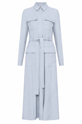 Meyer Shirtdress in Powder Blue Wool Cashmere Flannel