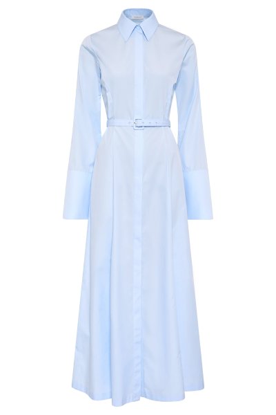 Carmina Maxi Shirtdress in Light Blue Sea Island Cotton