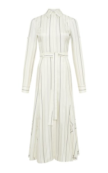 Galway Shirtdress in Ivory Multi Pinstripe Silk Twill