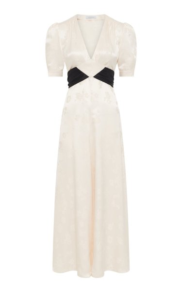 Larkin Maxi Dress in Ivory & Black Embroidered Silk